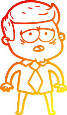 Bir insan tarafından çizilmiş, yorgun bir adamın çizgi çizimi.