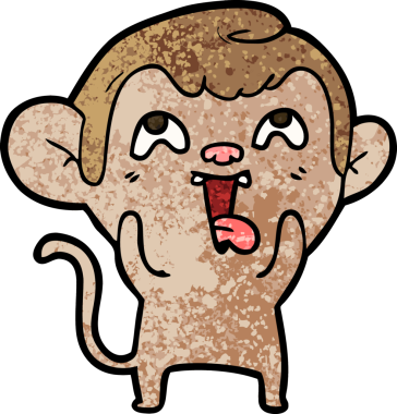 Bir insan tarafından çizilmiş çılgın çizgi film maymunu