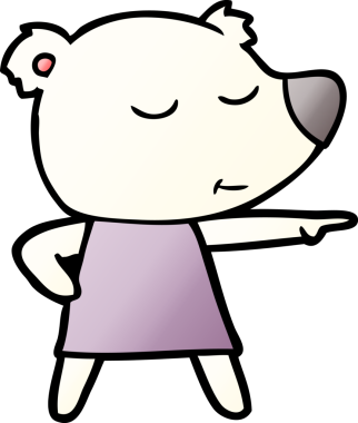 Bir insan tarafından çizilmiş bir elbise giyen kutup ayısı.