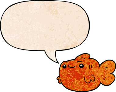 bir insan tarafından çizilmiş, konuşma baloncuklu çizgi film balığı.