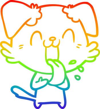 Gökkuşağı gradyan çizgi çizimi Bir insan tarafından çizilmiş nefes nefese bir köpek