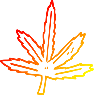 Bir insan tarafından çizilmiş bir marihuana yaprağının sıcak çizgi çizimi