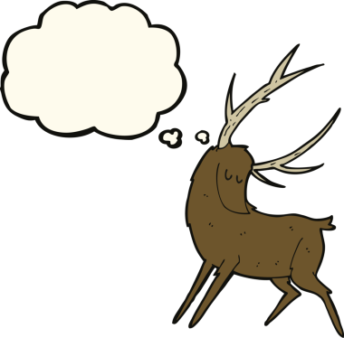 Bir insan tarafından çizilmiş düşünce balonlu karikatür geyiği.