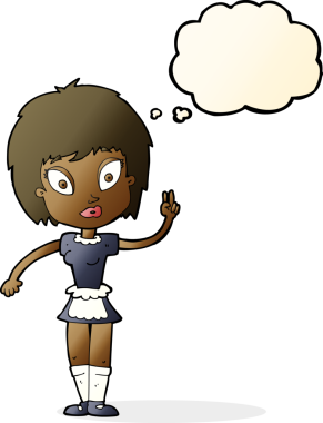 Bir insan tarafından çizilmiş düşünce balonlu çizgi film kızı.