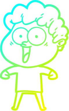 Bir insan tarafından çizilmiş mutlu bir adamın soğuk çizgi çizimi.