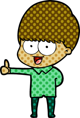 Bir insan tarafından çizilmiş mutlu çizgi film çocuğu.