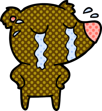 Bir insan tarafından çizilmiş ağlayan ayı karikatürü.