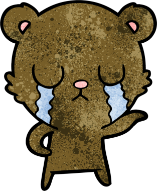 Bir insan tarafından çizilmiş ağlayan çizgi film ayısı.