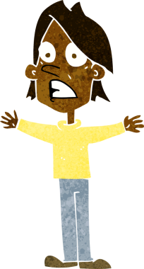 Bir insan tarafından çizilmiş korkmuş bir adam.