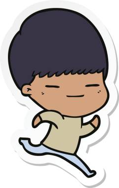 Bir insan tarafından çizilmiş kendini beğenmiş bir çocuğun çıkartması.