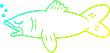 Bir insan tarafından çizilmiş bir karikatür balığının soğuk gradyan çizimi