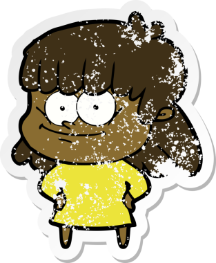 Bir insan tarafından çizilmiş gülümseyen bir karikatür çıkartması.