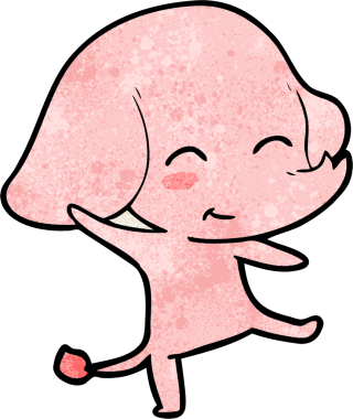 Bir insan tarafından çizilmiş şirin bir fil çizgi filmi.