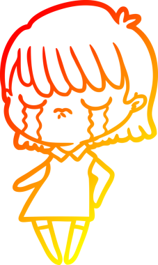 Bir insan tarafından çizilmiş, ağlayan bir çizgi kadın çizimi.