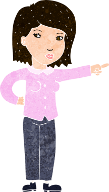 Bir insan tarafından çizilmiş çizgi film kadını.