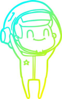 Bir insan tarafından çizilmiş mutlu bir astronotun soğuk gradyan çizimi.