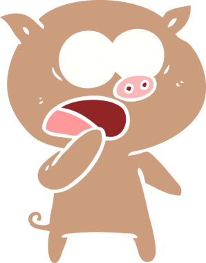 Bir insan tarafından çizilmiş şok edilmiş domuz rengi çizgi filmi.