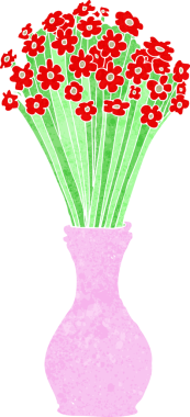 Bir insan tarafından çizilmiş saksıdaki karikatür çiçekleri