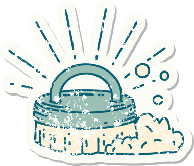 Eski bir dövme stili çıkartması. Bir insan tarafından çizilmiş fırça.