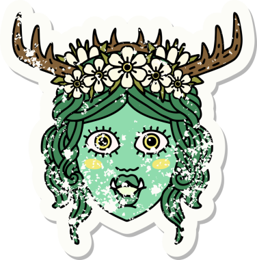 Bir insan tarafından çizilmiş bir ork Druid karakterinin grunge çıkartması