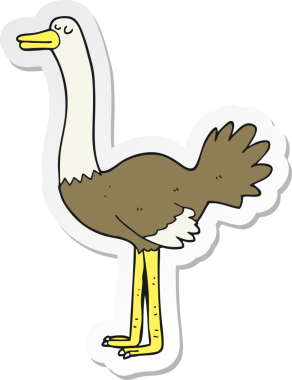 Bir insan tarafından çizilmiş deve kuşunun çıkartması.