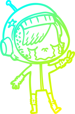 Bir insan tarafından çizilmiş ağlayan astronot bir kızın soğuk gradyan çizimi