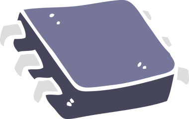 Bir insan tarafından çizilen bilgisayar çipinin düz renk çizimi