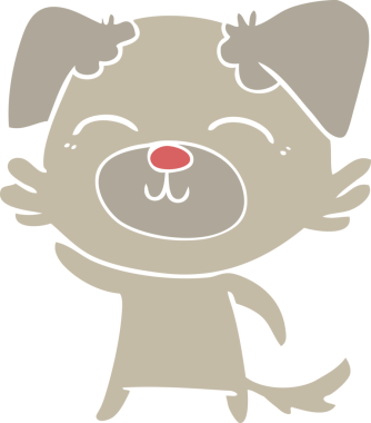 Bir insan tarafından çizilmiş düz renkli çizgi film köpeği.