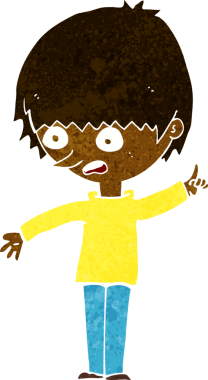 Bir insan tarafından çizilmiş soru işaretli çizgi film çocuğu.