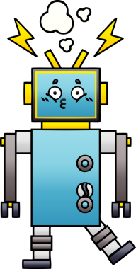 Bir insan tarafından çizilmiş bir robotun gölgelenmiş çizimi