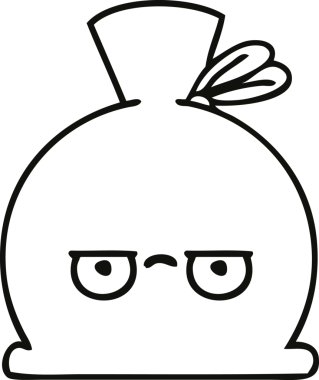 Bir insan tarafından çizilmiş çuval karikatürü.