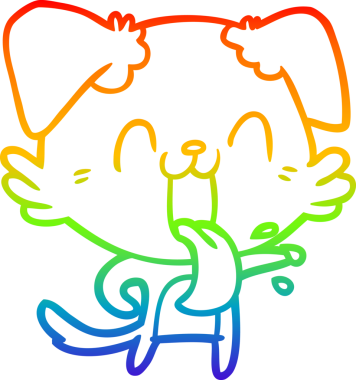 Gökkuşağı gradyan çizgi çizimi Bir insan tarafından çizilmiş nefes nefese bir köpek