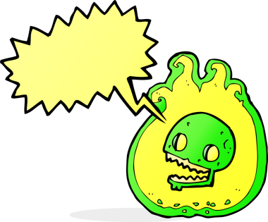 Bir insan tarafından çizilmiş konuşma baloncuğu ile Cadılar Bayramı Cadılar Bayramı alev sınırı