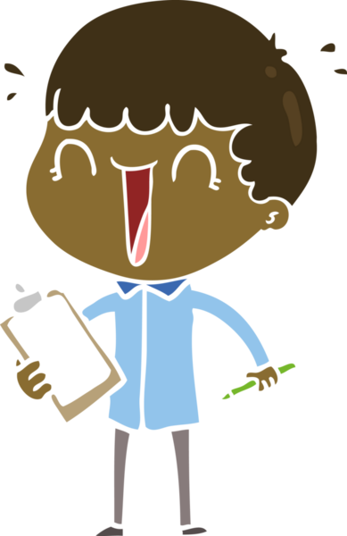 Bir insan tarafından çizilmiş düz renkli karikatür adam.