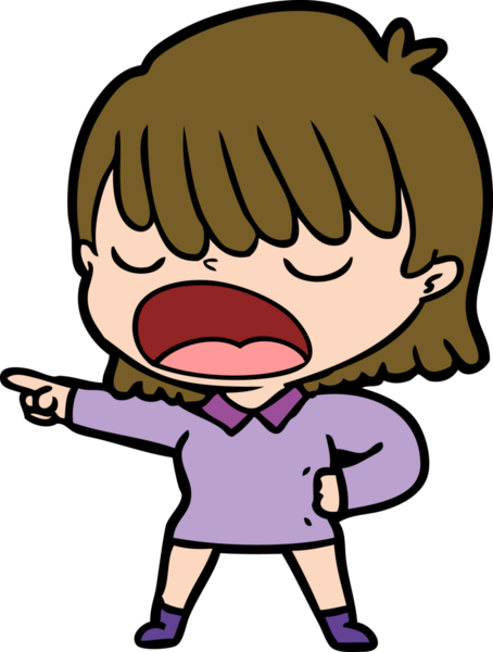 Çizgi filmdeki kadın bir insan tarafından yüksek sesle çizilmiş.