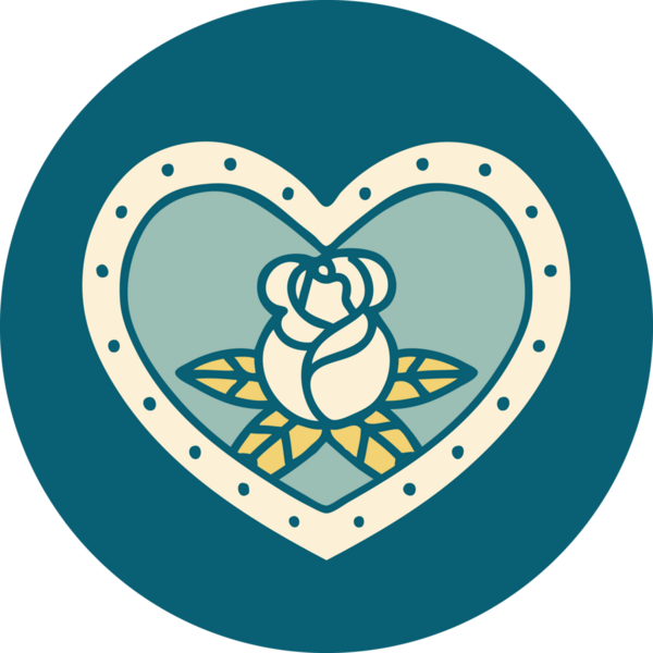 Bir insan tarafından çizilmiş kalp ve çiçeklerin ikonik dövme şekli