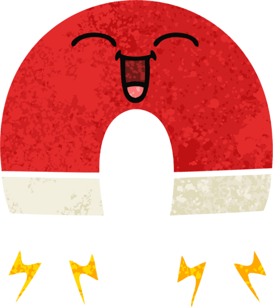 Bir insan tarafından çizilmiş mıknatısın retro illüstrasyon tarzı karikatürü