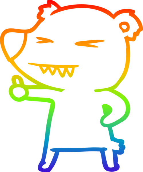 Gökkuşağı gradyan çizgi çizimi Bir insan tarafından çizilen başparmak veren bir ayı çizgi filmi