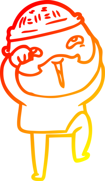 Bir insan tarafından çizilmiş mutlu sakallı bir adamın çizgi çizimi.