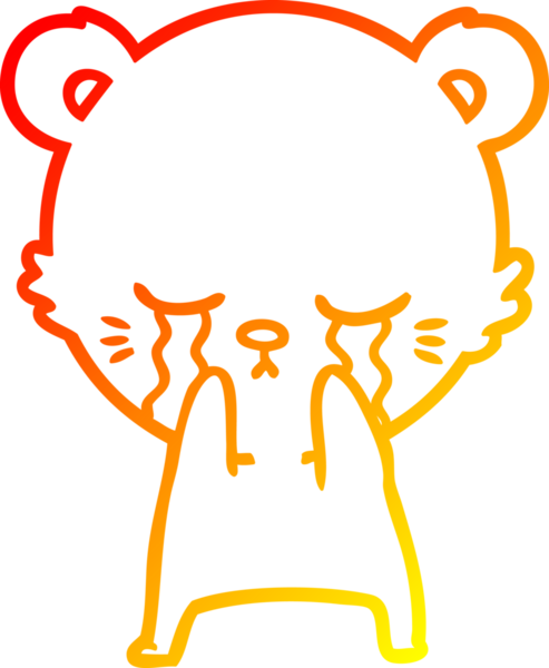 Bir insan tarafından çizilen ağlayan çizgi film ayısının sıcak çizgi çizgisi.