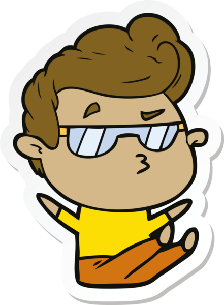 Bir insan tarafından çizilmiş havalı bir adamın çıkartması.