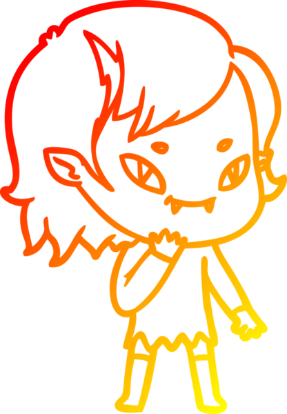 Bir insan tarafından çizildiği düşünülen, çizgi film dostu vampir kız çizimi.