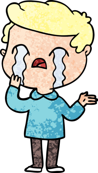 Bir insan tarafından çizilmiş ağlayan çizgi film adamı.