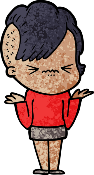 Çizgi film, bir insan tarafından çizilmiş sinirli hippi kız.