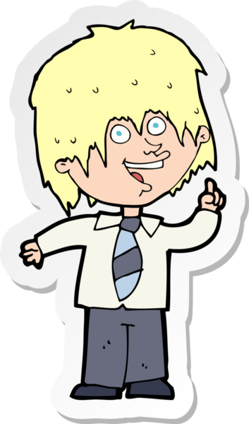 Bir insan tarafından çizilmiş bir fikri olan bir karikatür öğrencisinin çıkartması.