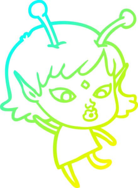 Soğuk gradyan çizgisi, bir insan tarafından çizilmiş güzel bir uzaylı kızın çizimi.