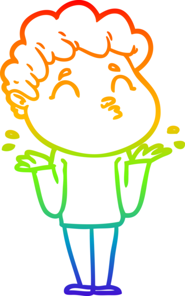 Gökkuşağı gradyan çizgi çizimi bir insan tarafından çizilmiş bir karikatür adam