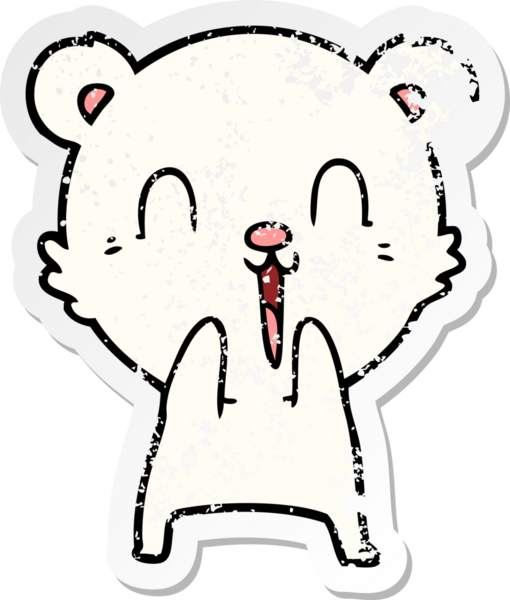 Bir insan tarafından çizilmiş mutlu bir kutup ayısının sıkıntılı çıkartması.