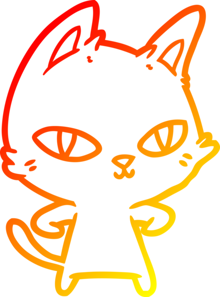 Bir insan tarafından çizilmiş çizgi film kedisinin sıcak çizgi çizimi