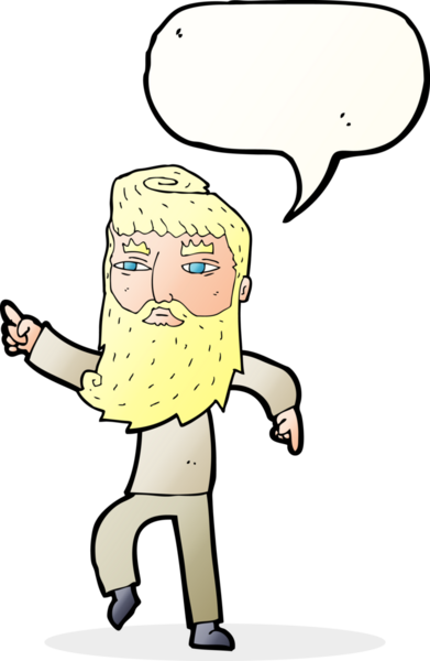 Çizgi film sakallı adam bir insan tarafından çizilmiş konuşma balonuyla yolu gösteriyor.